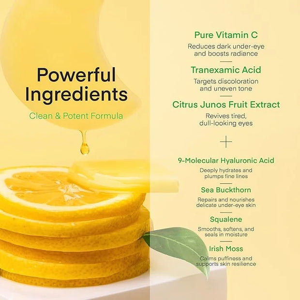 Vitamin C Niacinamide Eye Patches: Brightening & Glowing Under Eye Mask with Tranexamic Acid Caffeine Hyaluronic Acid - Ko...