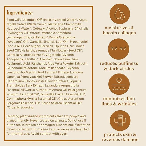 Solluna by Kimberly Snyder Feel Good Eye Cream — Anti-Aging Plant Based Under Eye Treatment with Hyaluronic Acid, Ashwagan...