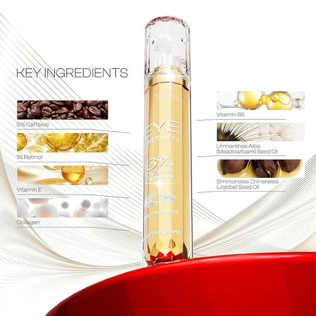 6% Caffeine Eye Cream: Dark Circle Remover Hydrating Anti-Wrinkle Eye Care Cream for Women 20ml 0.68fl.oz - Product Image