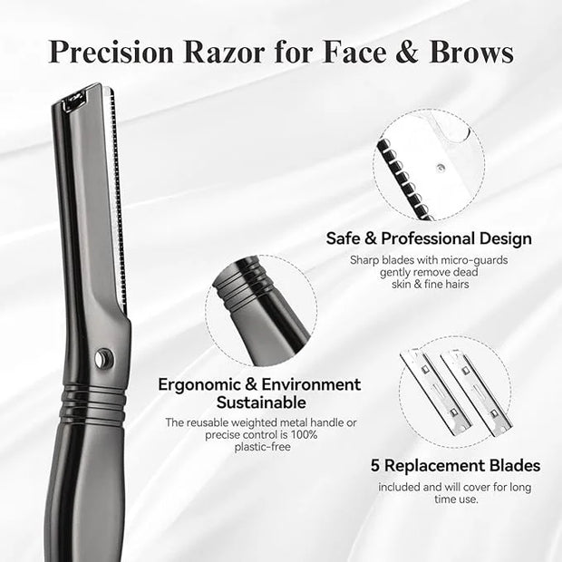 Dermaplane Razor for Women Face with 6 Refill Blades, Dermaplaning Tool Face Razors for Removes Facial Hair, Peach Fuzz, R...