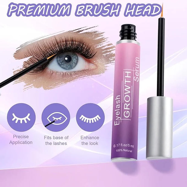 Premium Eyelash Growth Serum and Eyebrow Enhancer by Aomock, Lash Serum - 5ml,Lash Boost Serum for Longer, Fuller, Thicker...