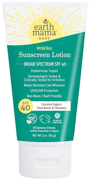 Earth Mama Baby Mineral Sunscreen Lotion SPF 40 | Reef Safe, Non-Nano Zinc, Natural Water Resistant Sun Cream for Babies, ...