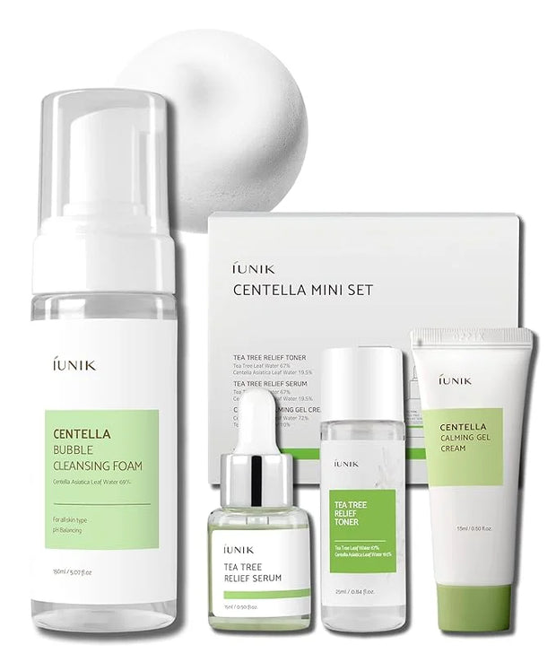 IUNIK Centella Mini Set, Travel Friendly Skincare Set, Ultra calming and hydrating for sensitive skin: Tea Tree Relief Ton...