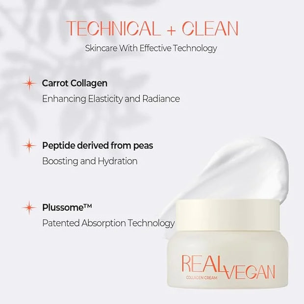 KLAVUU Real Vegan Collagen Cream - Enhances Skin Elasticity, Providing Deep Hydration to Dry Skin for a Radiant, Youthful ...