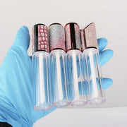 COSIDEA 15pcs Round Empty 5ml 0.17oz lip gloss tubes with wand and Gradient pink leather slope cap Lipgloss tube container...