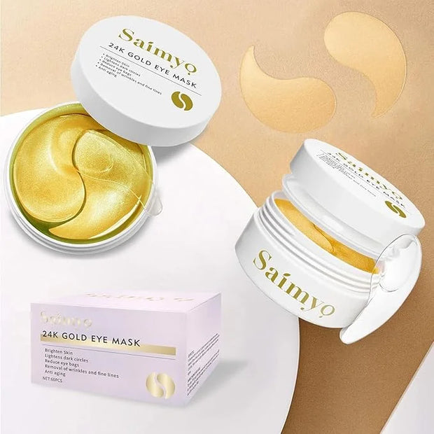 24K GOLD Eye Mask– 60 Pcs - Gold Under Eye Mask Retinol & Collagen - Puffy Eyes and Dark Circles Treatments – Look Younger...