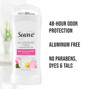 Suave Aluminum Free Deodorant for Women, Rose Petal and Jasmine, 48-Hour Odor Protection, Free of Talc, Parabens & Dyes 2....