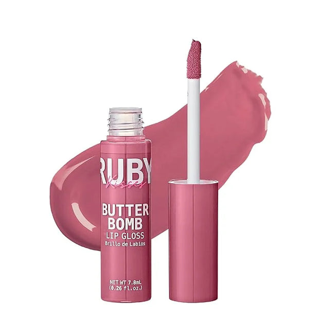 Ruby Kisses Lip Gloss Butter Bomb Gloss Non-Sticky Lip Gloss Vitamin E Natural Nude Lip Makeup - 7.8mL (0.26 US fl.oz) (Su...