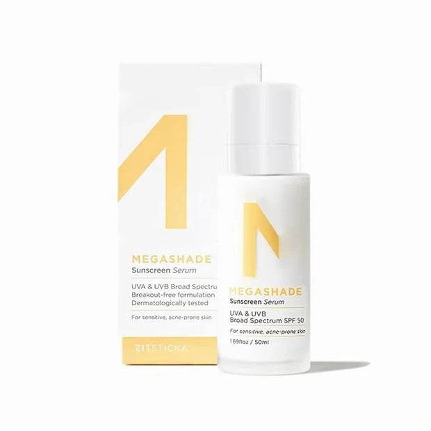 ZitSticka MEGASHADE Sunscreen Serum for Face w/SPF 50-50ml UVA/UVB Protection - Ideal Skin Care for Breakout Prone & Sensi...