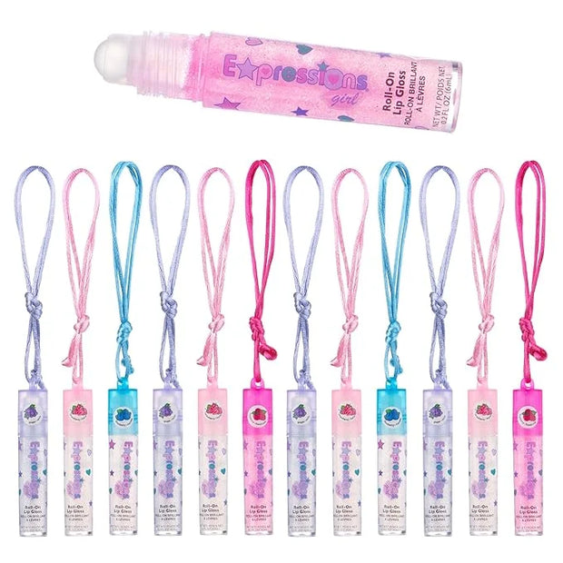 12pc Lip Gloss Necklace, Fruit Flavored Lip Gloss Set, Lip Gloss Value Pack, Teen Girls Party Favors, Non Toxic Lip Gloss ...