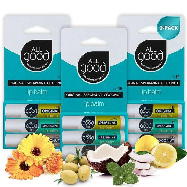 All Good Organic SPF15 Lip Balm - Hydrating Lip Care with Olive Oil, Beeswax, Calendula, Lavender, Vitamin E - Lip Moistur...
