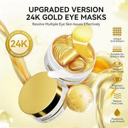 LANBENA 24K Gold Under Eye Patches(30 Pairs) -Cooling Eye Masks for Fine Lines Reduce, with Caffeine Niacinamide Tetrapept...