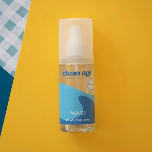 Aluminum Free Deodorant & Body Spray for Whole Body - Waves 4oz - Clean Deodorant and Body Spray for Teen Boys and Girls -...