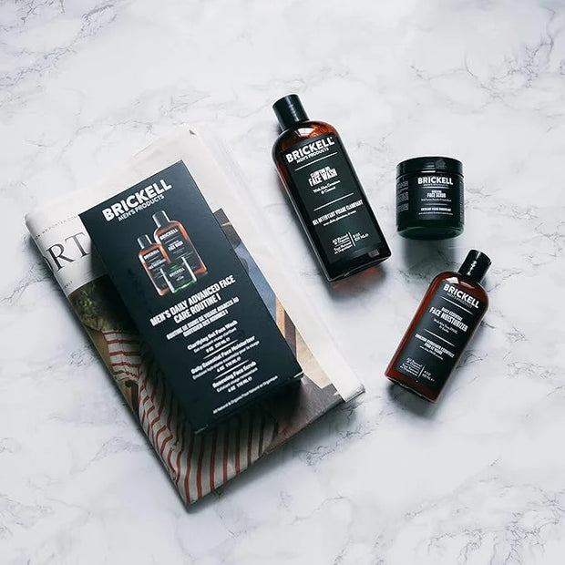 Brickell Men's Products Daily Advanced Face Care Routine I, Gel Facial Cleanser Wash, Face Scrub, Face Moisturizer Lotion,...
