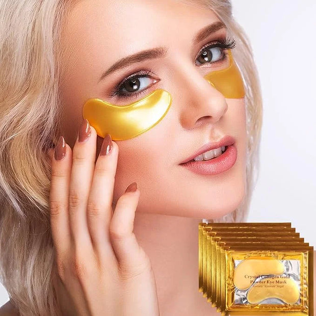 Jeffbaubl 50 Pairs 24K Gold Eye Mask,Under Eye Patches for Dark Circles and Puffiness,Eye Patches Gel Crystal Collagen Eye...