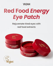 YADAH Red Food Energy Eye Patch 60 Pairs - Hydrogel Under Eye Mask with Pomegranate & Ginseng for Firming, Hydration & Puf...
