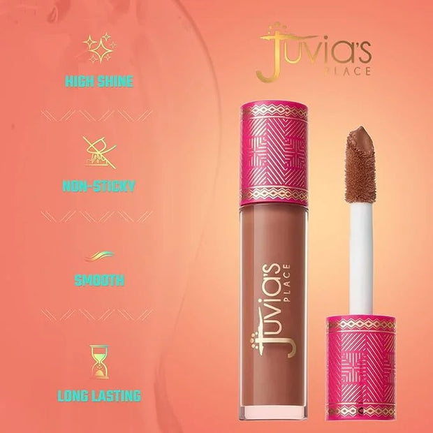 Juvia's Place Lip Gloss Reflect Caramel Rose, Warm Toned Soft Brown, Smooth and Creamy Long Lasting Non-Sticky Luscious Hi...
