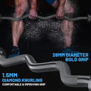 47" Olympic EZ Curl Bar 500-lbs Capacity Steel 2" Barbell - Product Image