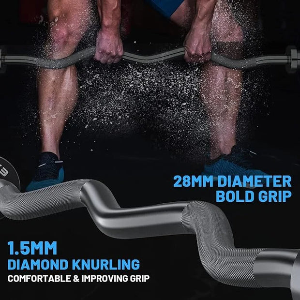 47" Olympic EZ Curl Bar 500-lbs Capacity Steel 2" Barbell - Product Image