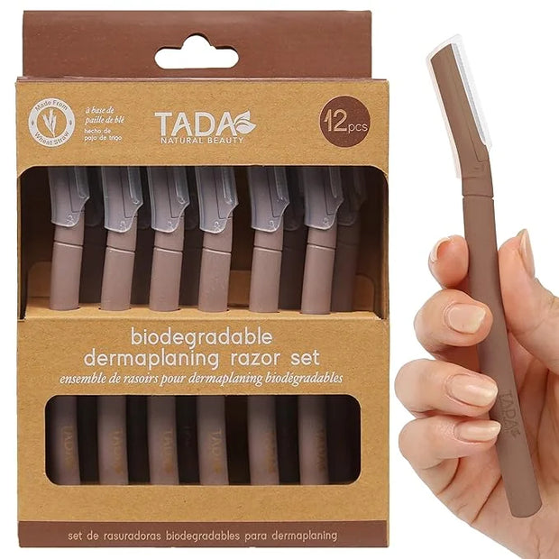 Biodegradable Wheat Straw Disposable Razors for Women – 12 Pack, Single-Color, Safety Cap – Facial & Eyebrow Razors for Un...