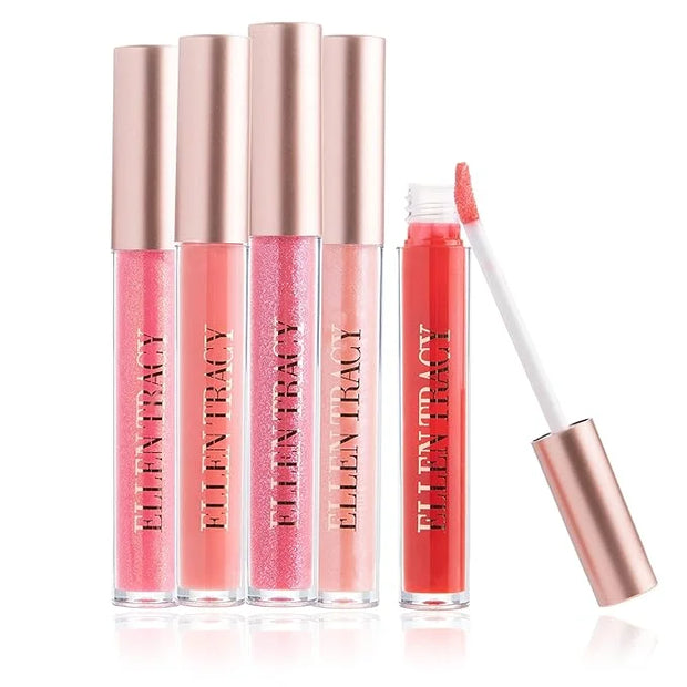 Enchante Ellen Tracy Lip Gloss Collection, Shimmery Lip Glosses for Women and Girls, Long Lasting Lip Gloss Set with Rich ...