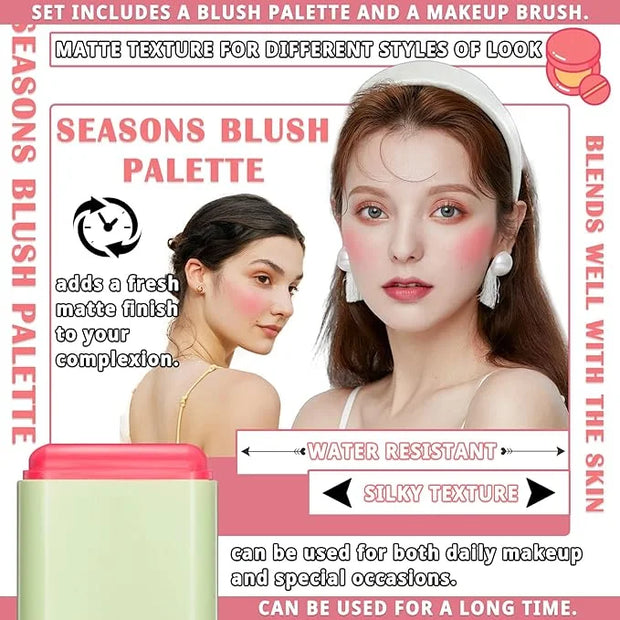 Blush Cream for Cheeks,Face Matte Contour Blush Makeup,Buildable Shimmer Facial Cheek Blusher Shades,Blendable Cosmetic Ma...