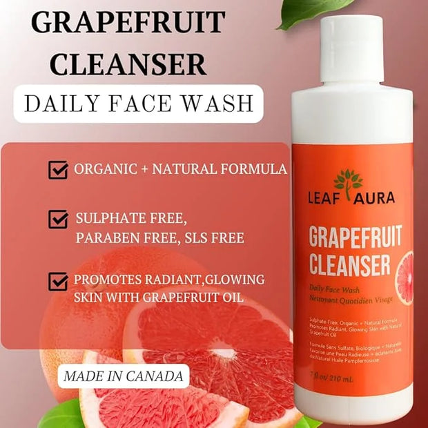 Skin Care Products Combo (5 Items) - Comes With Charcoal Cleanser, Grapefruit Cleanser, Vitamin C Serum, Hyaluronic Acid, ...