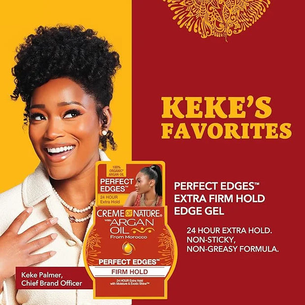 Creme of Nature with Argan Oil From Morocco Perfect Edges Hair Gel, 24 Hour Hold with Moisture and Exotic Shine, Extra Fir...