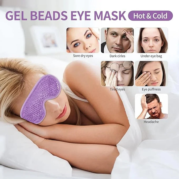 2PCS Gel Eye Mask - Reusable Hot/Cold Therapy for Puffiness, Dark Circles, Migraines & Stress Relief (Purple) - Product Image