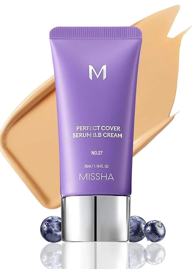 MISSHA M PERFECT COVER SERUM BB CREAM No.27 Honey Beige- Medium with Cool/Neutral Undertone, Skin Tint, Tinted Moisturizer...