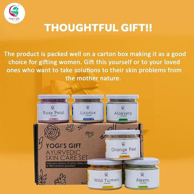 Ayurvedic Skin Care Sampler | Six Powders in One Pack | Aloe vera Powder, Rose Powder, Wild Turmeric Powder, Licorice Powd...