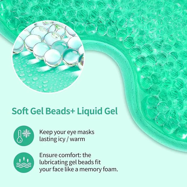 2PCS Gel Eye Mask - Reusable Hot/Cold Therapy Gel Bead Mask for Puffiness, Dark Circles, Headaches, & Stress Relief, Cooli...