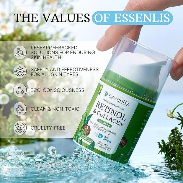 Retinol Collagen Cream, Anti Aging Face Moisturizer and Caffeine Eye Cream for Dark Circles and Puffiness - Product Image