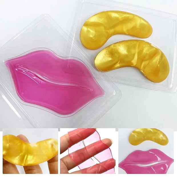 Permotary 15 Pairs Collagen Eye Mask and 15 Pcs Mositurizing Lip Mask, Under Eye Patches and Lip Pads, Crystal Patches Set...