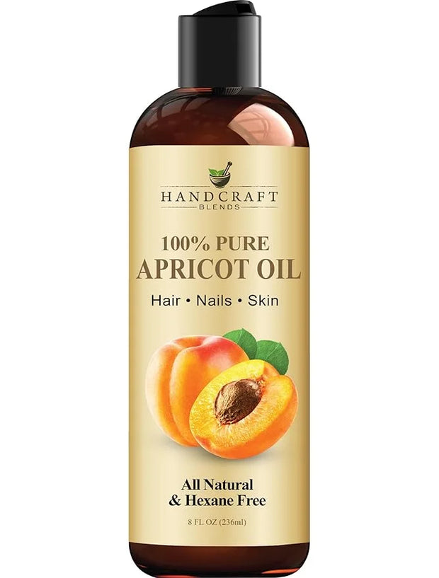 Handcraft Blends Apricot Kernel Oil - Cold-Pressed 8 Fl Oz - 100% Pure and Natural - Premium Grade Carrier Oil for Skin an...