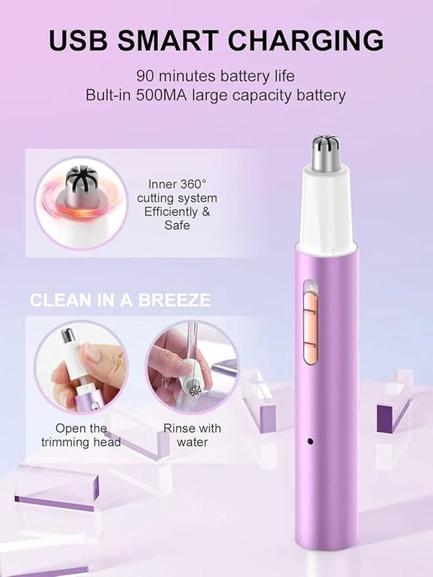 2025 Rechargeable Nose & Ear Hair Trimmer, Dual-Edge Blade Electric Clipper for Women Men, Facial & Eyebrow Hair Removal T...