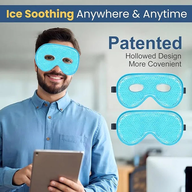 BeeVines Gel Eye Mask, 2 Pack XL Jumbo Size Cooling Ice Masks for Puffy Eyes for Men & Women, Cold & Warm Compress for Pos...