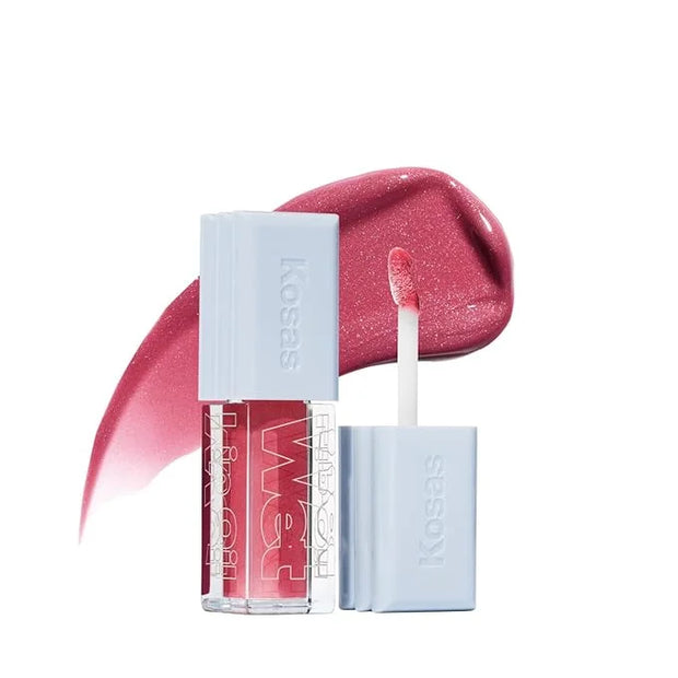 Kosas Wet Lip Oil Gloss - Hydrating Lip Plumping Treatment with Hyaluronic Acid & Peptides, Non-Sticky Finish (Malibu) - P...