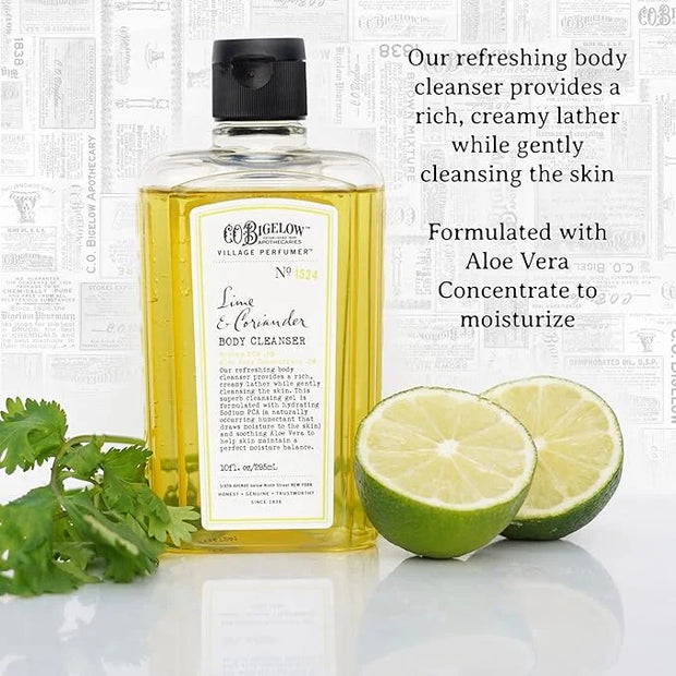 C.O. Bigelow Lime Coriander Body Cleanser, Village Perfumer Moisturizing Body Wash for Men & Women with Aloe Vera, Sodium ...