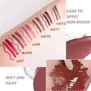 3-in-1Deep Burgundy Matte Lip Stain Kit | Waterproof Lip Liner + Hydrating Matte Lip Gloss + Nourishing Lip Oil | Long Las...