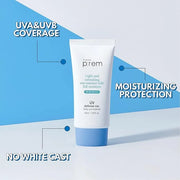 MAKEPREM UVA UVB Defense Me Daily Sun Essence VEGAN Makeup Sunscreen Gel SPF 50+ PA++++ 1.69 Fl Oz Reef-Safe Moisture Sunb...
