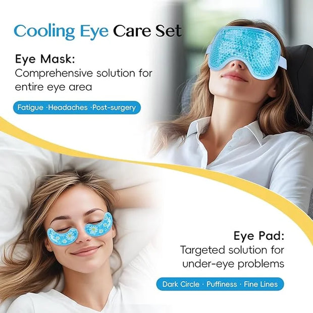 NEWGO Cooling Eye Mask Gel Under Eye Pads Set for Dark Circles, Under Eye Bags, Puffy Eyes, Migraines, Dry Eyes, Post-Surg...