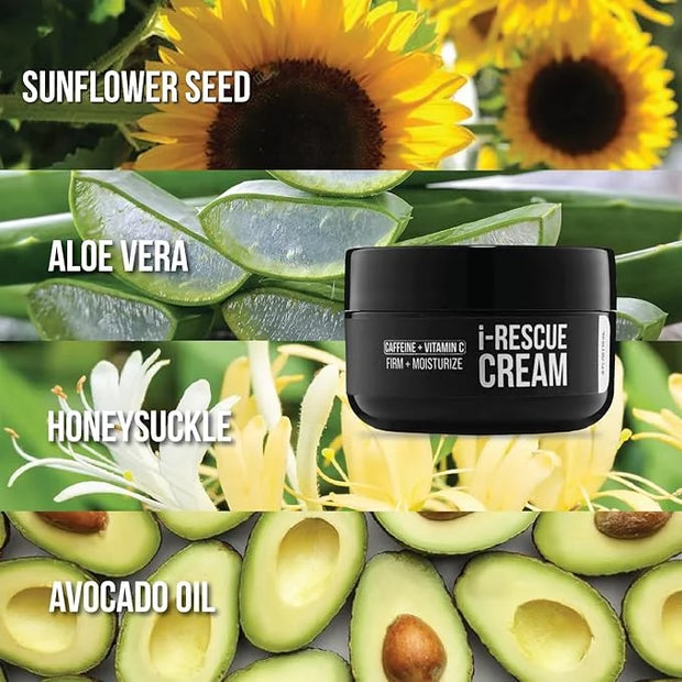 Game Face Grooming i-Rescue Cream – Eye Moisturizer | Firm and Moisturize Under Eye Wrinkles & Bags | Infused With Caffein...