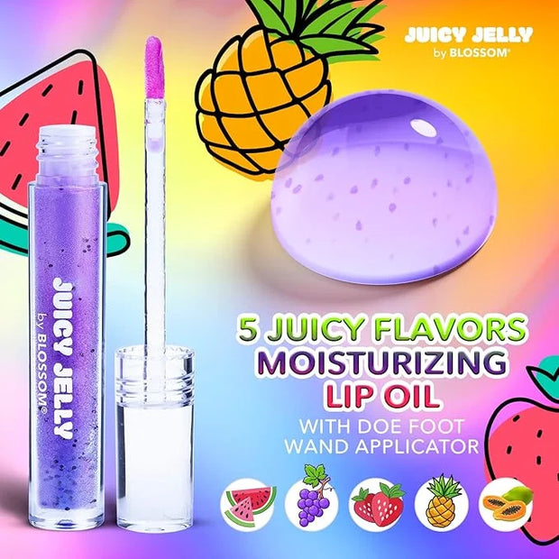 Blossom Juicy Jelly Moisturizing Lip Care Fruit Flavored Nourishing Lip Oil + Zodiac Sign Vanilla Scented Roll On Lip Glos...