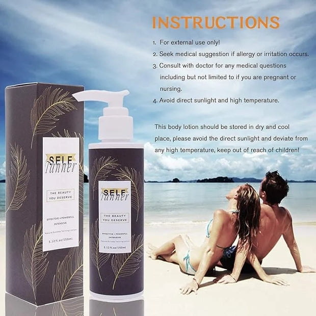 Self Tanner Sunless Tanning Lotion — indoor tanning lotion for tanning beds outdoor Sun-Kissed Glow Non-Transfer Bronzing ...