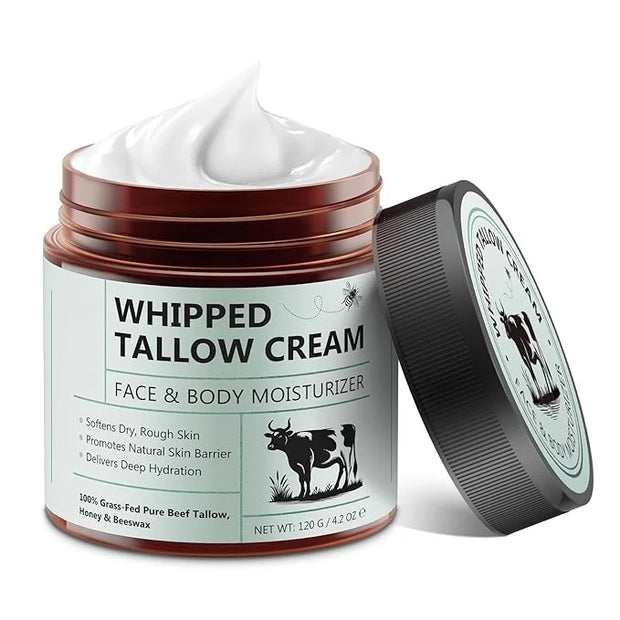 4.2oz Grass Fed Beef Tallow for Women and Girls, Organic Grass Fed and Finished Tallow For Skin - Face & Body(Unscented) -...