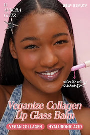 SELF BEAUTY Veganize Collagen Lip Glass Balm - Hydrating Lip w/Hyaluronic Acid - Vegan Korean Lip Balm Moisturizing Lip Ca...