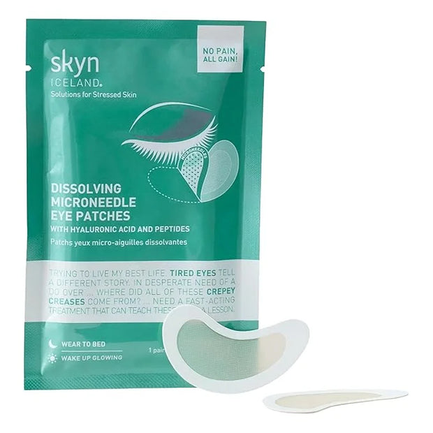 skyn ICELAND Dissolving Microneedle Under Eye Patches with 39% Hyaluronic Acid & Peptides No-Slip Eye Masks for Firming Wr...