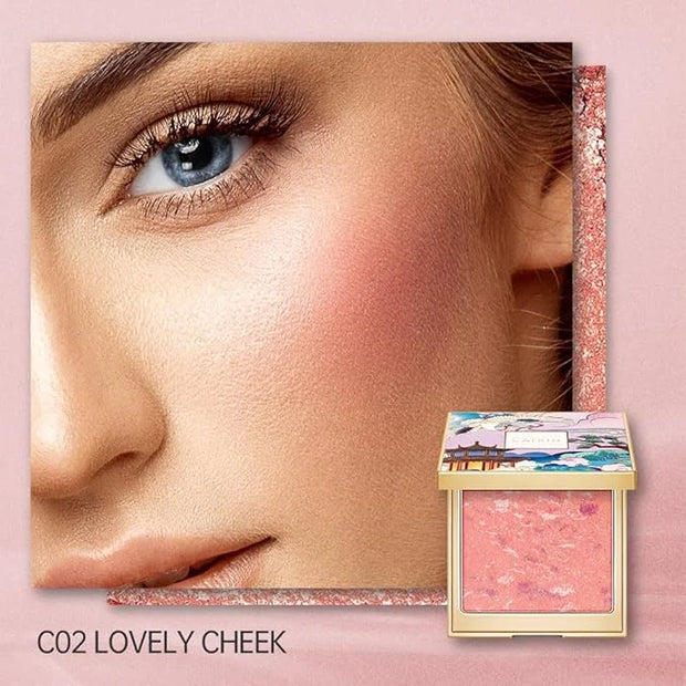 CATKIN Powder Blush for Cheek Blusher Natural Shimmering Blush & Highlight 2 in 1 Creamy Blendable Baked Blush Palette 10g...