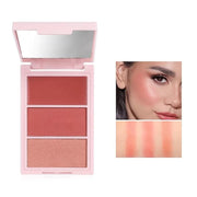 3D Blush Palette, Multi-Use Makeup Powder Blush Palette Cream Blush For Cheeks, Mulit Glow Balm, Lightweight, Smooth, Blen...